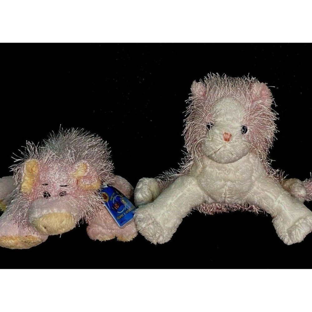 Ganz Plush Animals Set Of 2 Eyelash Plush One Cat And One NWT Pig